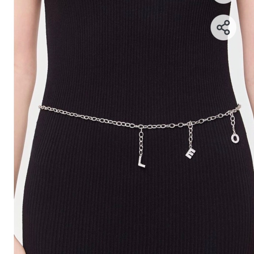 Zodiac Leo chain hip belt silver tone